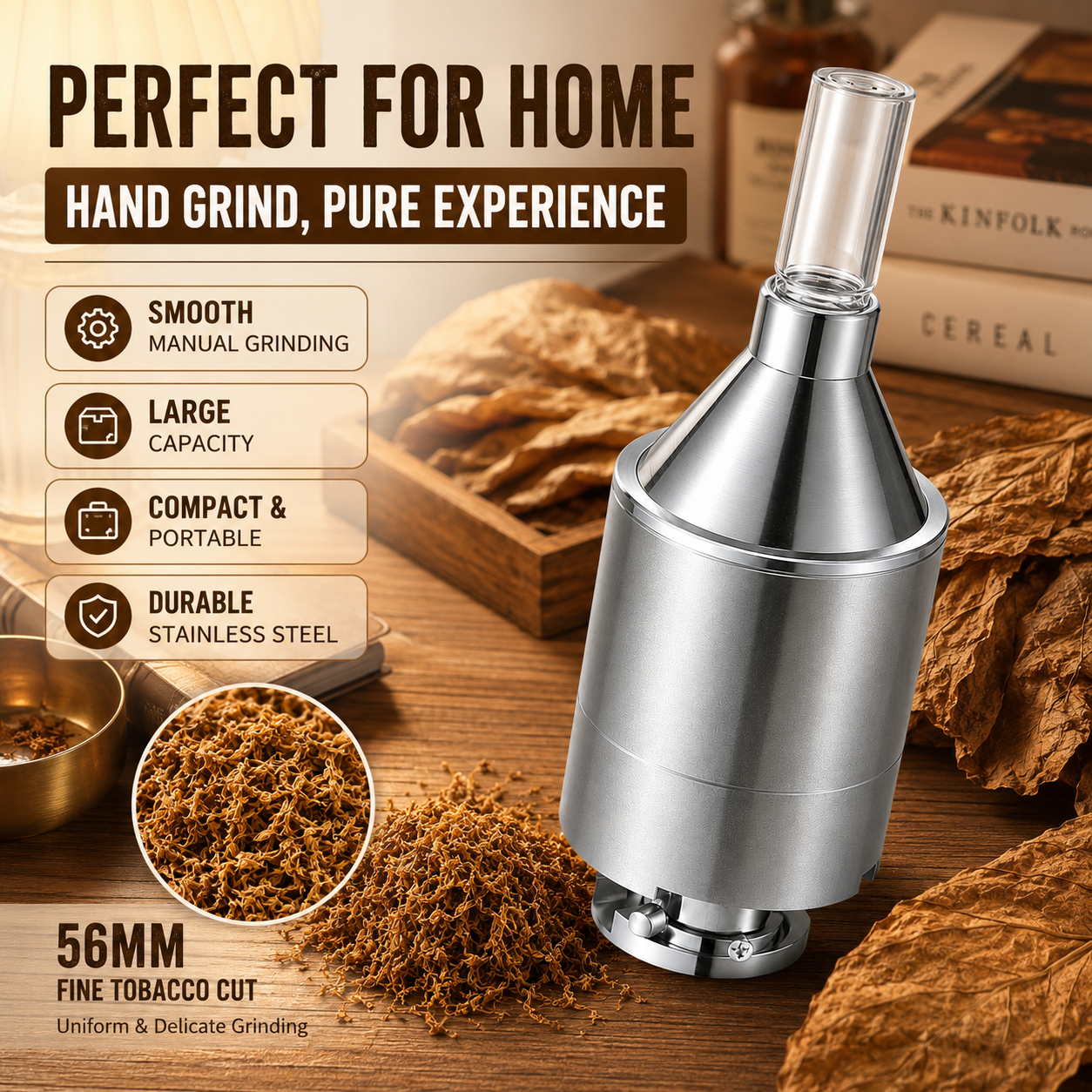 Baking Powder Kitchen - 56mm Large Hand Metal Powder Grinder