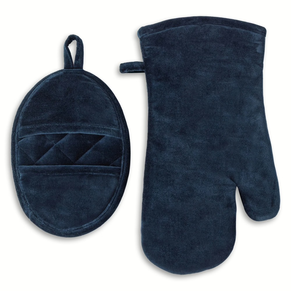 Kitchen Baking Set - Velvet Blue 2-Piece Kitchen Oven Mitt