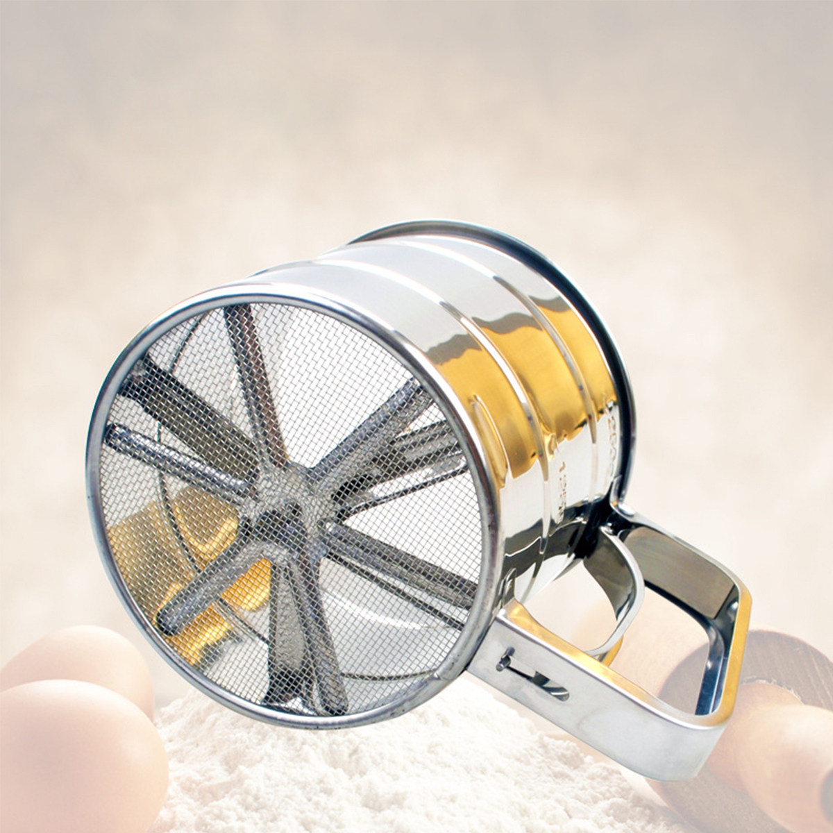 Baking Powder Kitchen - Flour Mesh Sieve Stainless Steel Silver