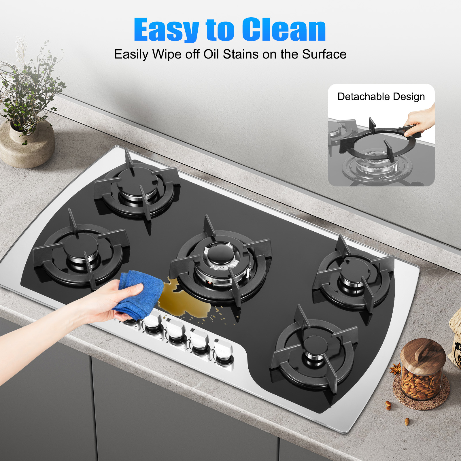 5 Burners Gas Stovetop Gas Sto - Kitchen Baking Set incelemesi ve fiyatı