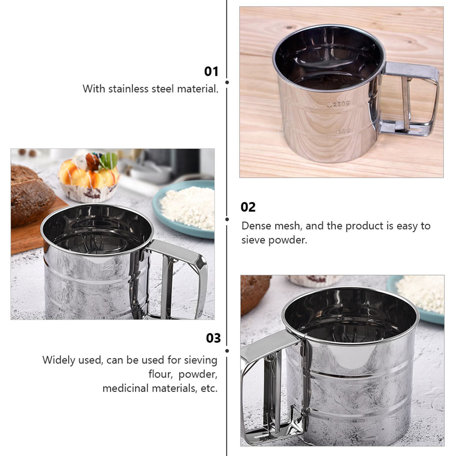 1Pcs Stainless Steel Flour Sif - Baking Powder Kitchen incelemesi ve fiyatı